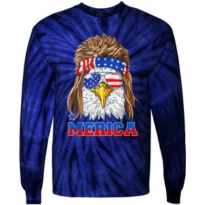 Eagle Mullet Merica Men 4th Of July American Flag USA Tie-Dye Long Sleeve Shirt