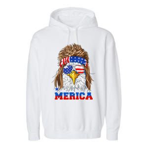 Eagle Mullet Merica Men 4th Of July American Flag USA Garment-Dyed Fleece Hoodie