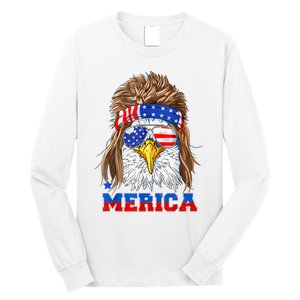 Eagle Mullet Merica Men 4th Of July American Flag USA Long Sleeve Shirt