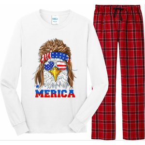 Eagle Mullet Merica Men 4th Of July American Flag USA Long Sleeve Pajama Set