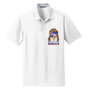 Eagle Mullet Merica Men 4th Of July American Flag USA Dry Zone Grid Polo