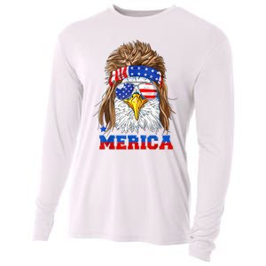 Eagle Mullet Merica Men 4th Of July American Flag USA Cooling Performance Long Sleeve Crew