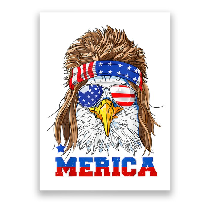 Eagle Mullet Merica Men 4th Of July American Flag USA Poster