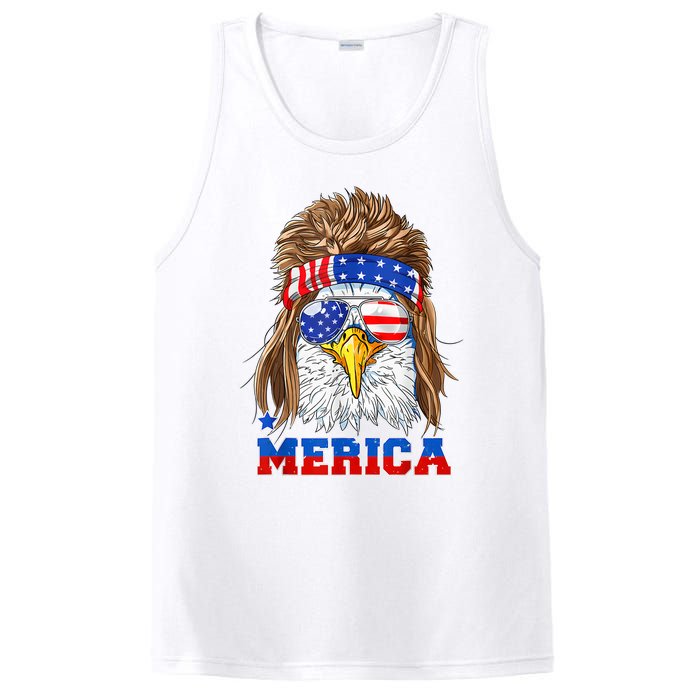 Eagle Mullet Merica Men 4th Of July American Flag USA PosiCharge Competitor Tank