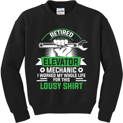 Elevator Mechanic Maintenance Retired Technician Kids Sweatshirt