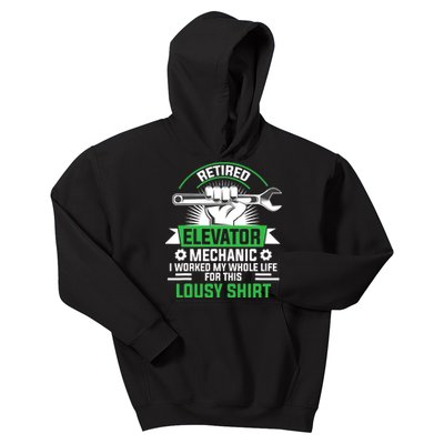 Elevator Mechanic Maintenance Retired Technician Kids Hoodie