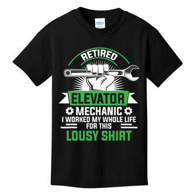 Elevator Mechanic Maintenance Retired Technician Kids T-Shirt