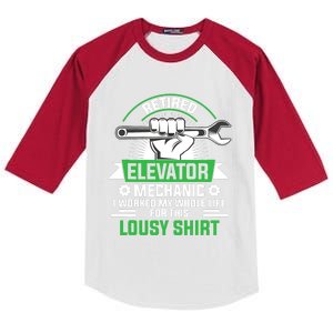 Elevator Mechanic Maintenance Retired Technician Kids Colorblock Raglan Jersey