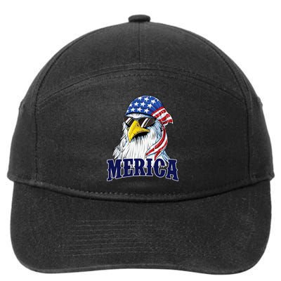 Eagle Mullet Merica Flag 4th Of July American Flag Gift 7-Panel Snapback Hat