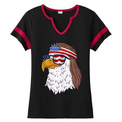 Eagle Mullet Merica 4th Of July American Flag Gift Great Gift Ladies Halftime Notch Neck Tee