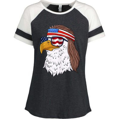 Eagle Mullet Merica 4th Of July American Flag Gift Great Gift Enza Ladies Jersey Colorblock Tee