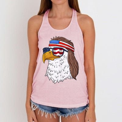 Eagle Mullet Merica 4th Of July American Flag Gift Great Gift Women's Knotted Racerback Tank