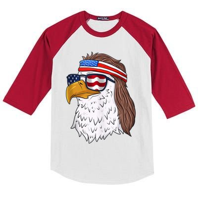 Eagle Mullet Merica 4th Of July American Flag Gift Great Gift Kids Colorblock Raglan Jersey