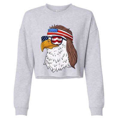 Eagle Mullet Merica 4th Of July American Flag Gift Great Gift Cropped Pullover Crew