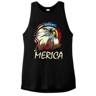 Eagle Mullet Merica Gift 4th Of July American Flag Usa Gift Ladies PosiCharge Tri-Blend Wicking Tank