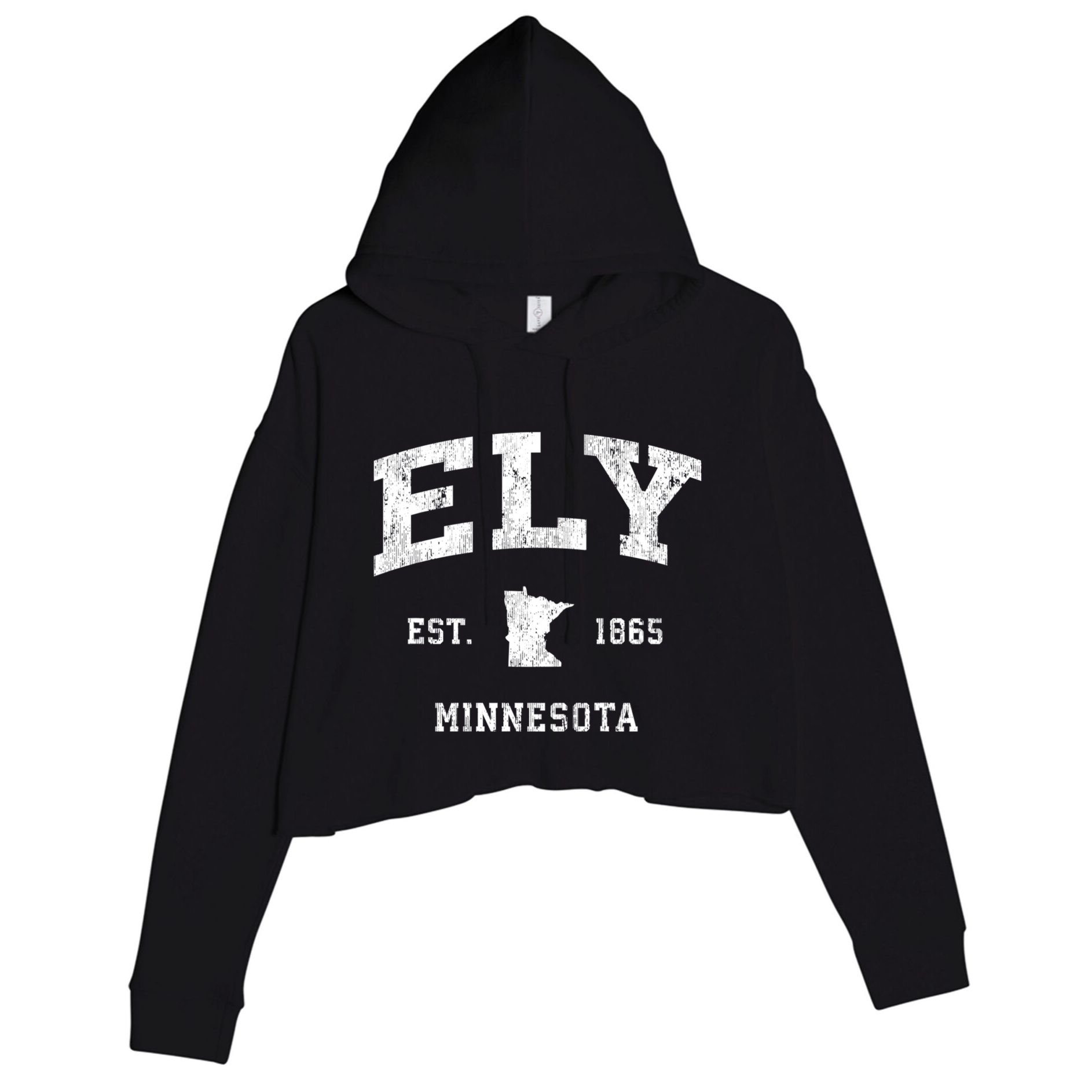 Ely Minnesota Mn Vintage Athletic Crop Fleece Hoodie