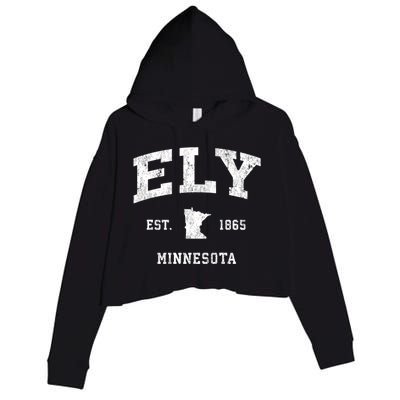 Ely Minnesota Mn Vintage Athletic Crop Fleece Hoodie