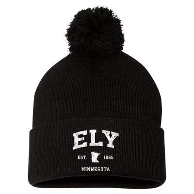 Ely Minnesota Mn Vintage Athletic Pom Pom 12in Knit Beanie