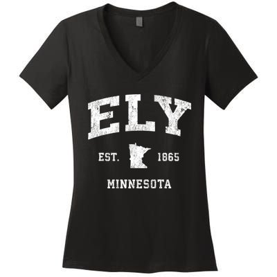 Ely Minnesota Mn Vintage Athletic Women's V-Neck T-Shirt