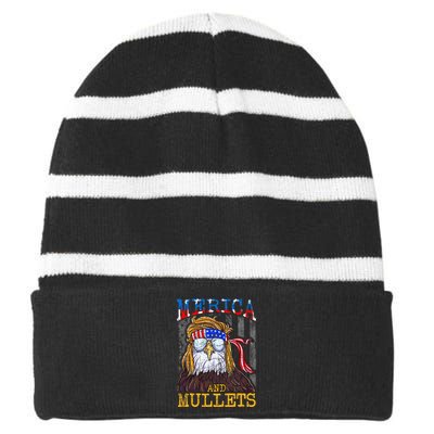 Eagle Mullet Merica Striped Beanie with Solid Band