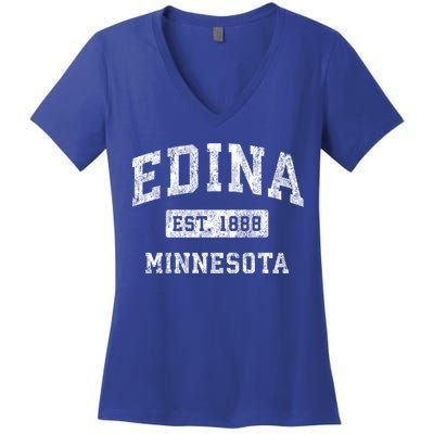 Edina Minnesota Mn Vintage Established Sports Design Gift Women's V-Neck T-Shirt