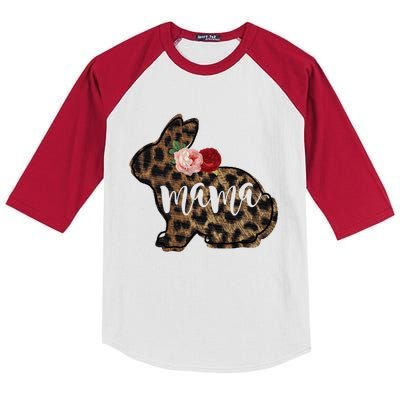 Easter Mom Mama Bunny Floral Leopard Print Meaningful Gift Kids Colorblock Raglan Jersey