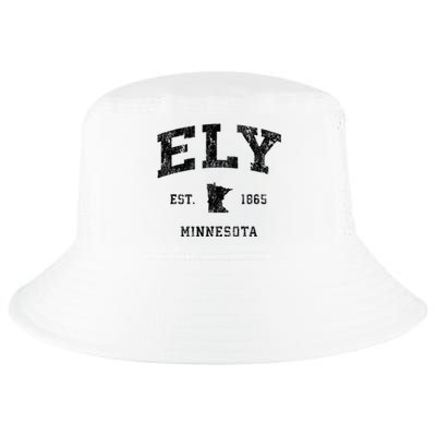 Ely Minnesota Mn Vintage Athletic Black Sports Design Cool Comfort Performance Bucket Hat