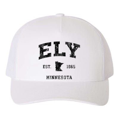 Ely Minnesota Mn Vintage Athletic Black Sports Design Yupoong Adult 5-Panel Trucker Hat