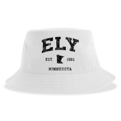 Ely Minnesota Mn Vintage Athletic Black Sports Design Sustainable Bucket Hat