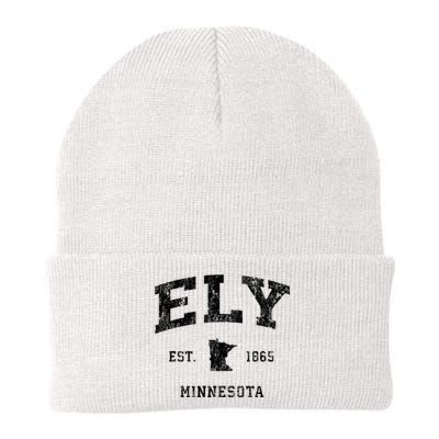 Ely Minnesota Mn Vintage Athletic Black Sports Design Knit Cap Winter Beanie