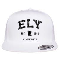 Ely Minnesota Mn Vintage Athletic Black Sports Design Flat Bill Trucker Hat