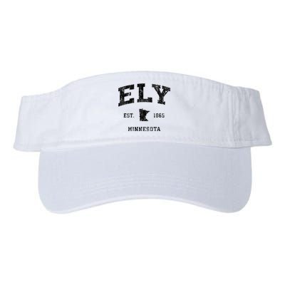 Ely Minnesota Mn Vintage Athletic Black Sports Design Valucap Bio-Washed Visor