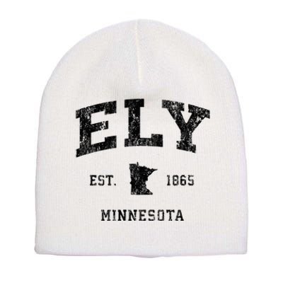 Ely Minnesota Mn Vintage Athletic Black Sports Design Short Acrylic Beanie