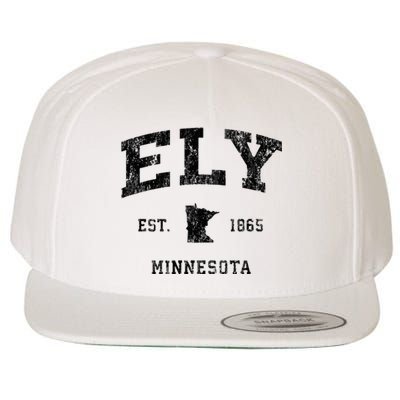 Ely Minnesota Mn Vintage Athletic Black Sports Design Wool Snapback Cap