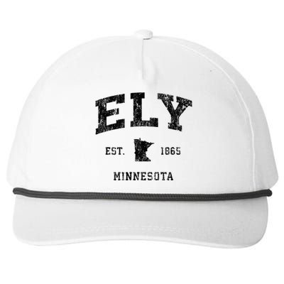 Ely Minnesota Mn Vintage Athletic Black Sports Design Snapback Five-Panel Rope Hat