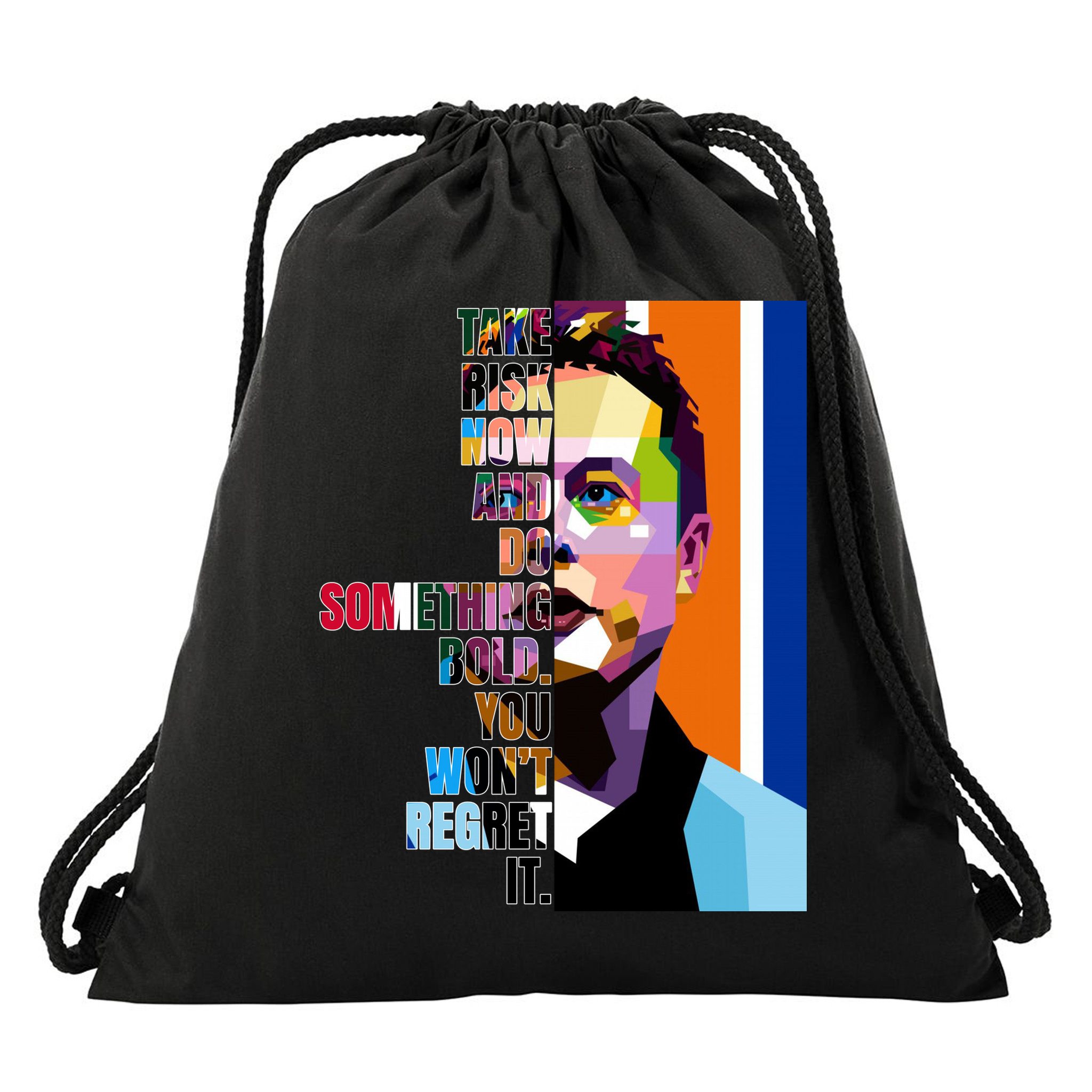Elon Musk Motivation Quote Drawstring Bag