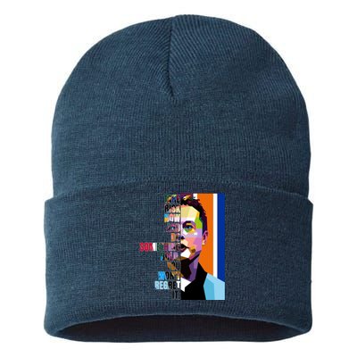 Elon Musk Motivation Quote Sustainable Knit Beanie