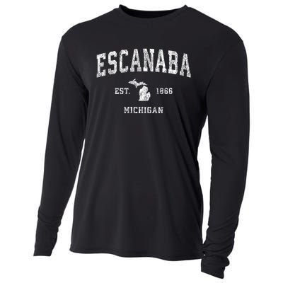 Escanaba Michigan Mi Vintage Sports Cooling Performance Long Sleeve Crew