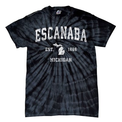 Escanaba Michigan Mi Vintage Sports Tie-Dye T-Shirt