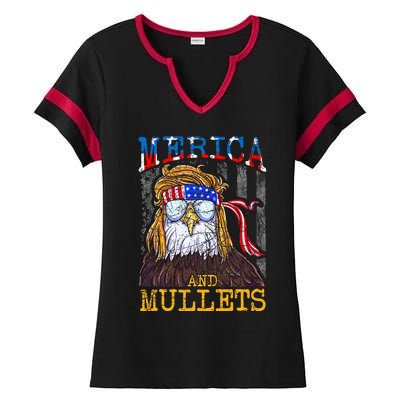 Eagle Mullet Merica Funny Redneck Merica & Mullets Ladies Halftime Notch Neck Tee