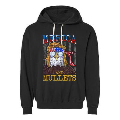 Eagle Mullet Merica Funny Redneck Merica & Mullets Garment-Dyed Fleece Hoodie