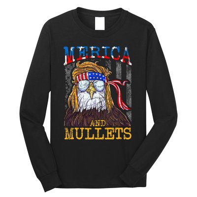 Eagle Mullet Merica Funny Redneck Merica & Mullets Long Sleeve Shirt