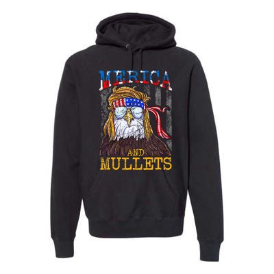 Eagle Mullet Merica Funny Redneck Merica & Mullets Premium Hoodie