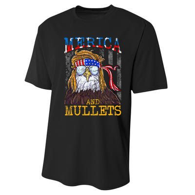 Eagle Mullet Merica Funny Redneck Merica & Mullets Performance Sprint T-Shirt