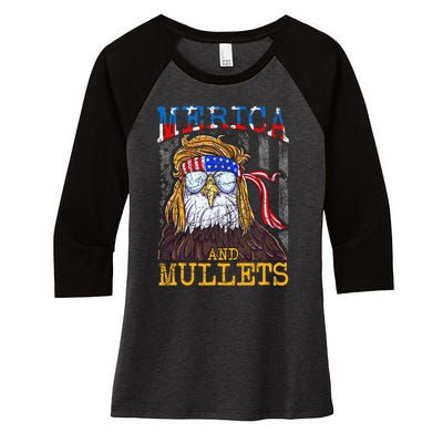 Eagle Mullet Merica Funny Redneck Merica & Mullets Women's Tri-Blend 3/4-Sleeve Raglan Shirt