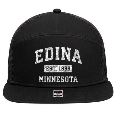 Edina Minnesota Mn Vintage Established Sports 7 Panel Mesh Trucker Snapback Hat