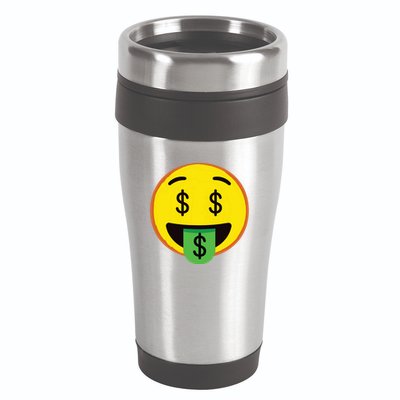 Emoticon Money Mouth Face With Dollar Sign Eyes Rich 16oz Travel Tumbler