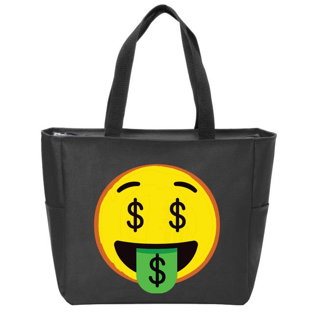 Emoticon Money Mouth Face With Dollar Sign Eyes Rich Zip Tote Bag