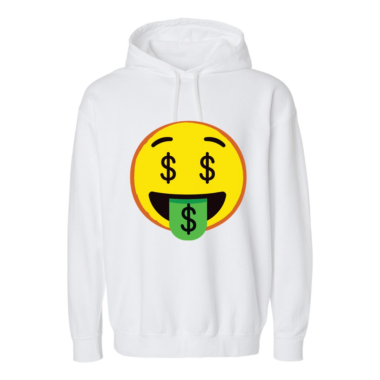 Emoticon Money Mouth Face With Dollar Sign Eyes Rich Garment-Dyed Fleece Hoodie