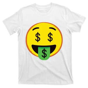 Emoticon Money Mouth Face With Dollar Sign Eyes Rich T-Shirt